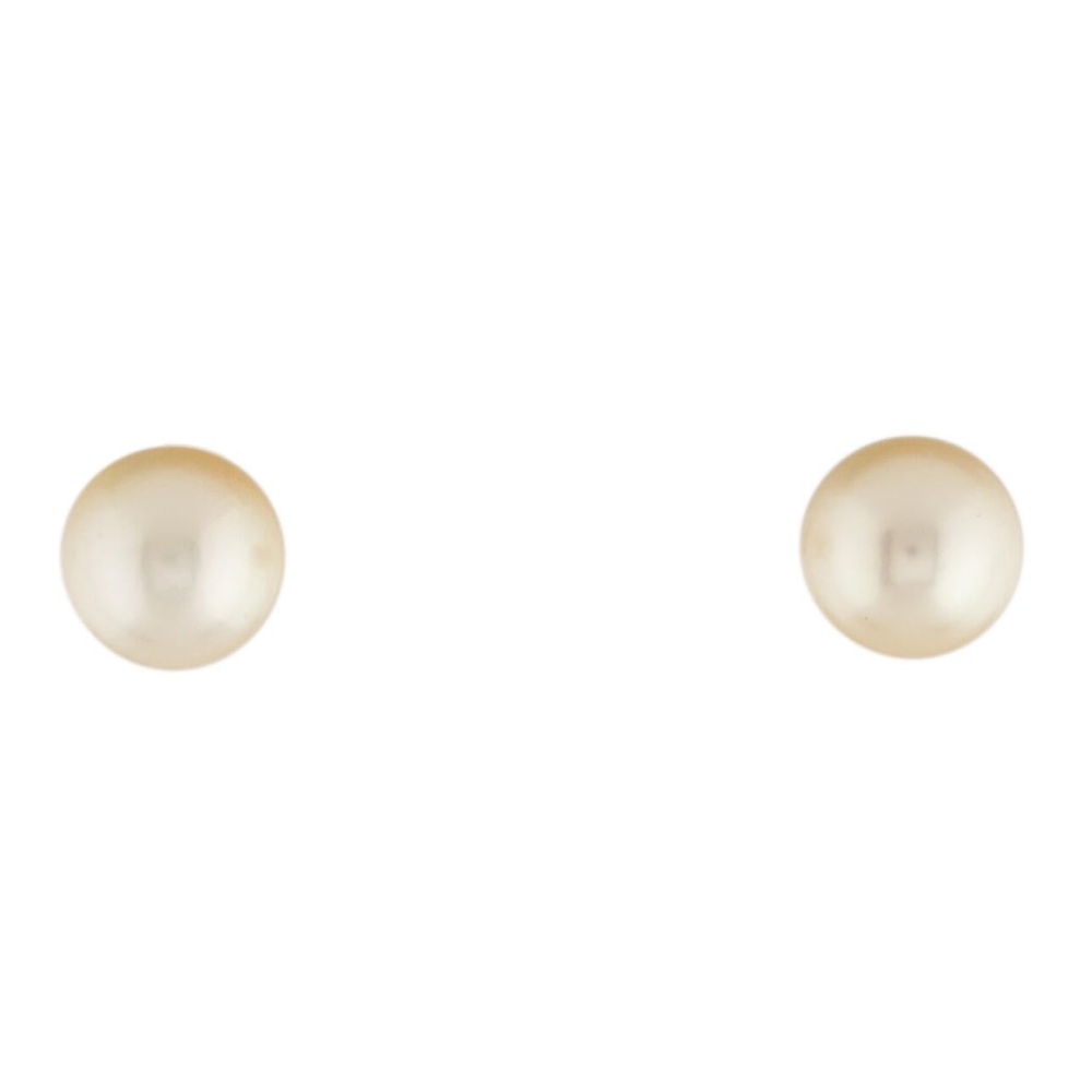 14k Yellow Gold Pearl Stud Earrings